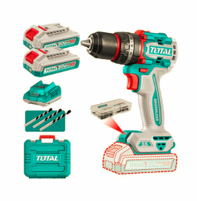 Taladro Inalámbrico 55Nm 20V + 2 Baterías y Cargador