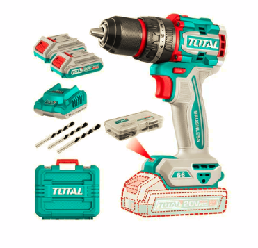 Combo Taladro Inalámbrico BLMotor 20V 13mm 66Nm + Accesorios