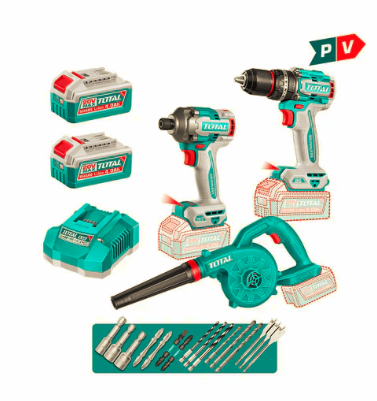 Kit Taladro 86Nm + Atornillador 285nm + Soplador 20V + Acc - ENTREGA DESDE 20 DE DICIEMBRE