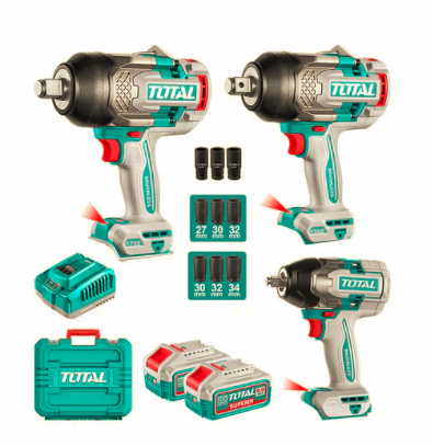 KIT 3 LLAVES DE IMPACTO 1750 - 1350 - 850 NM + Accesorios Total