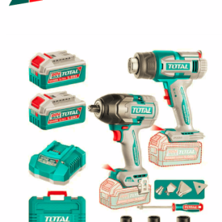 Kit Llave Impacto 850Nm + Pistola Calor 550 °C + Accesorios