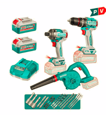 Kit Taladro 86Nm + Atornillador 285nm + Soplador 20V + Acc - ENTREGA DESDE 20 DE DICIEMBRE