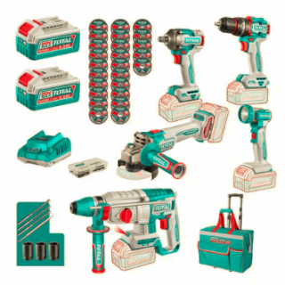 Kit Taladro + Llave de Impacto + Esmeril + Rotomartillo + Lampara