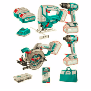 Kit 20V Taladro + Atornillador Impacto + Sierras